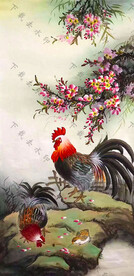 国画公鸡大吉大利