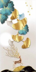 轻奢装饰画 杏叶 山水画麋鹿