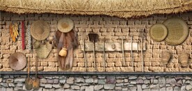 复古80后90后农村民居背景墙