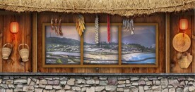 复古80后90后农村民居背景墙