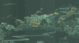 高清新中式山水墙布 装饰画