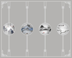 高清分层透明底推拉门打印图