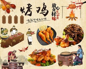 烤鸡背景墙