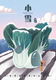 二十四节气小雪白菜小场景插画