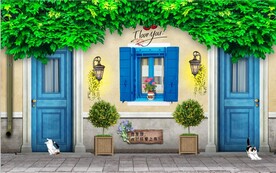 欧美田园风家居场景背景墙壁画