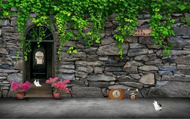 3D墙洞田园风背景墙壁画