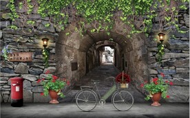 3D墙洞田园风背景墙壁画