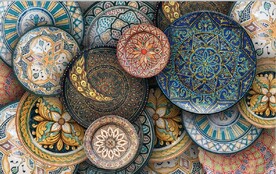 3D欧式盘子背景墙壁画