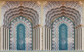 3D伊斯兰建筑花纹背景墙壁画