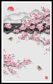 装饰画 水墨山水画 梅花