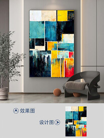 现代手绘抽象油画玄关装饰画