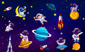 卡通太空宇航员儿童房