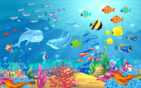 蓝色海洋背景墙