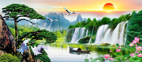 迎客松山水画