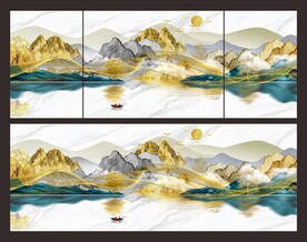 高端意境金山艺术三联装饰画