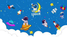 卡通宇航员太空人背景墙
