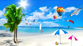 蓝天白云大海沙滩