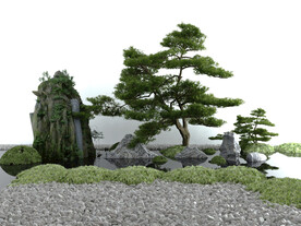 中式庭院水景3d模型