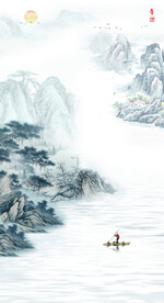 装饰画 水墨山水画 江南风情