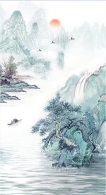 装饰画 水墨山水画 江南风情