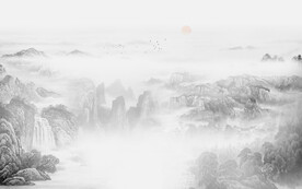 国画山水背景墙