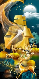 新中式山水发财树玄关