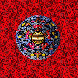 潮海祥云万福祥瑞仿皇室抱枕