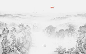 江山如画山水背景墙