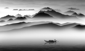 高清分层水墨山水背景墙