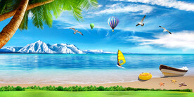 蓝天白云大海雪山