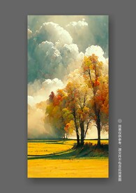 北欧小麦秋色田园风光风景装饰画
