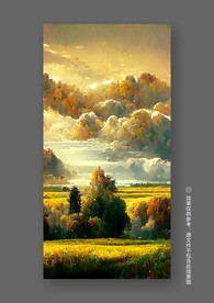 北欧小麦秋色田园风光风景装饰画