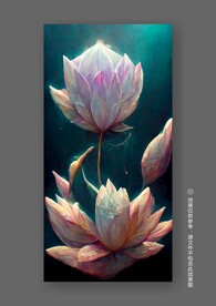 唯美梦幻新中式手绘荷花装饰画