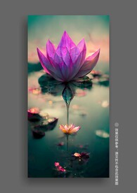 复古禅意荷花客厅玄关装饰画