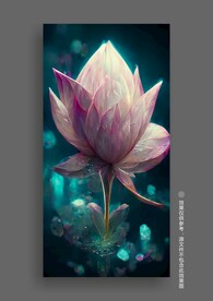 现代抽象立体荷花客厅玄关装饰画