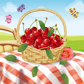 手绘樱桃矢量图