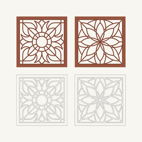 正方形窗花格 花窗 中式图案