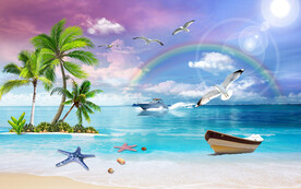 沙滩海景电视背景墙