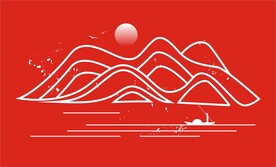 矢量中式山纹祥云纹中国风山水画