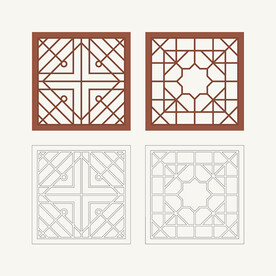 正方形窗花格 花窗 中式图案