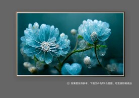 抽象蓝色唯美立体花朵装饰画