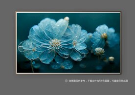 抽象蓝色唯美立体花朵装饰画
