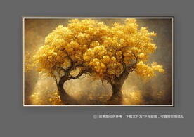 金树发财树生财金色招财装饰画