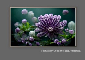 紫色唯美抽象立体花朵玄关装饰画