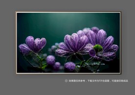 紫色唯美抽象立体花朵玄关装饰画