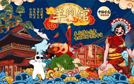 羊肉馆背景墙图片