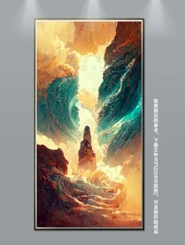 梦幻立体抽象海浪玄关装饰画