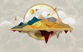 新中式浮雕山水背景墙