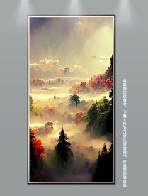 梦幻紫色丛林风景玄关装饰画