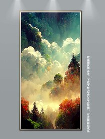 梦幻紫色丛林风景玄关装饰画